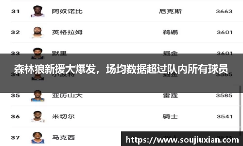 森林狼新援大爆发，场均数据超过队内所有球员