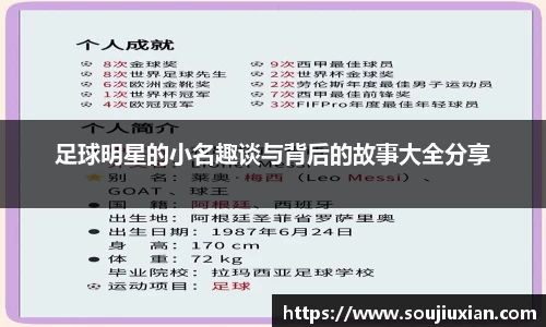 足球明星的小名趣谈与背后的故事大全分享