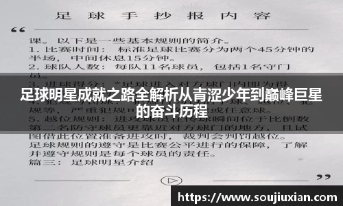 足球明星成就之路全解析从青涩少年到巅峰巨星的奋斗历程